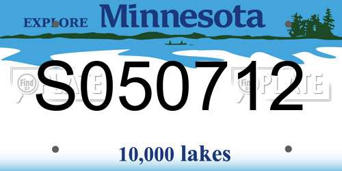 S050712 Minnesota License Plate