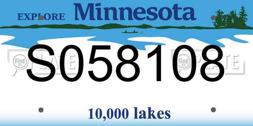 S058108 Minnesota License Plate