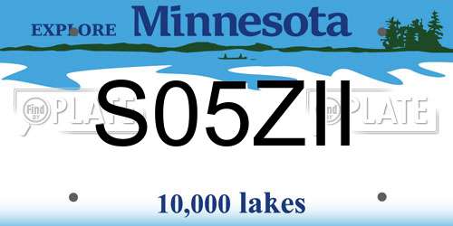 S05ZII Minnesota License Plate