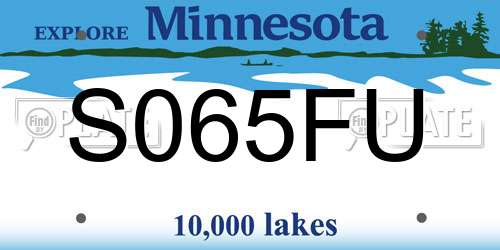 S065FU Minnesota License Plate