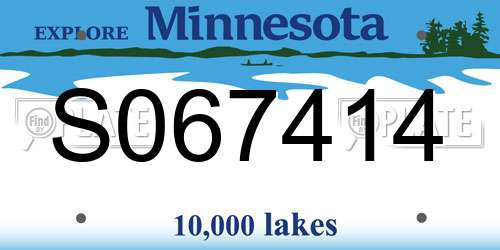 S067414 Minnesota License Plate