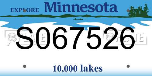 S067526 Minnesota License Plate