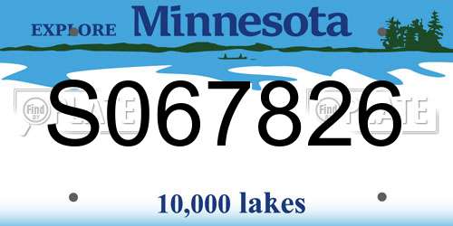 S067826 Minnesota License Plate