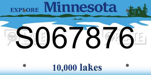 S067876 Minnesota License Plate