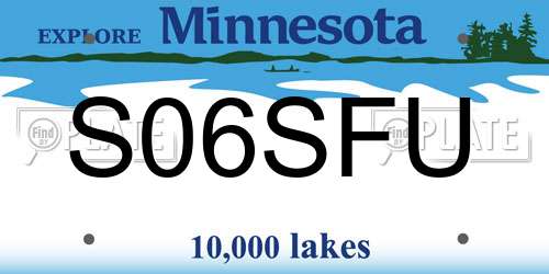 S06SFU Minnesota License Plate