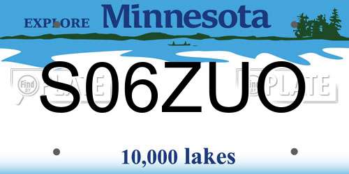 S06ZUO Minnesota License Plate