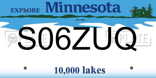 S06ZUQ Minnesota License Plate