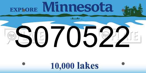S070522 Minnesota License Plate