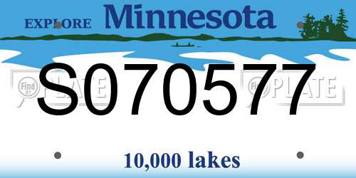 S070577 Minnesota License Plate