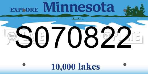 S070822 Minnesota License Plate