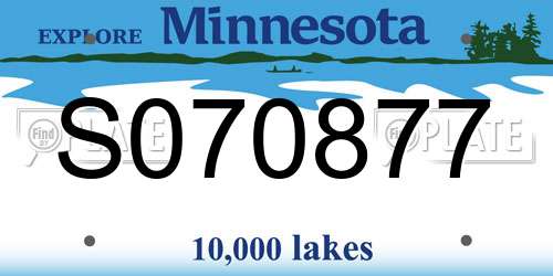 S070877 Minnesota License Plate