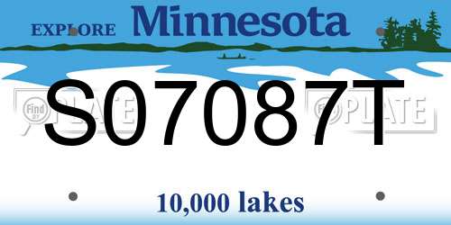 S07087T Minnesota License Plate