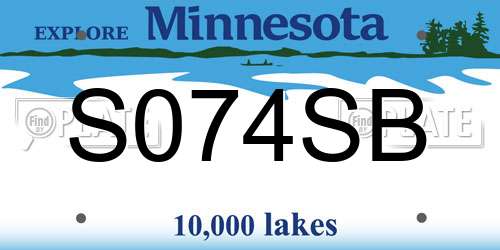 S074SB Minnesota License Plate