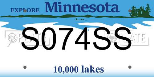 S074SS Minnesota License Plate
