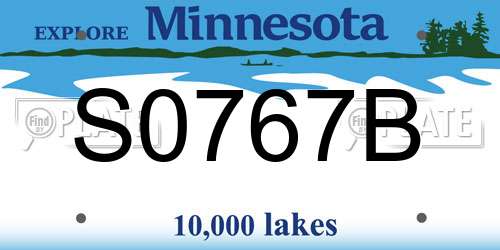 S0767B Minnesota License Plate