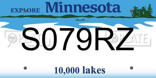 S079RZ Minnesota License Plate