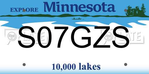 S07GZS Minnesota License Plate