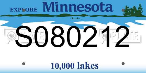 S080212 Minnesota License Plate