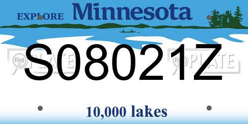 S08021Z Minnesota License Plate