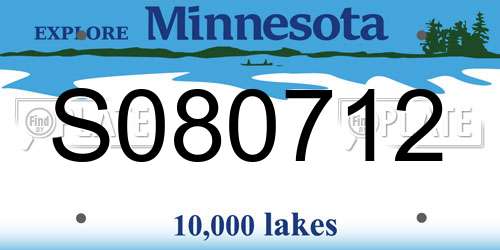 S080712 Minnesota License Plate
