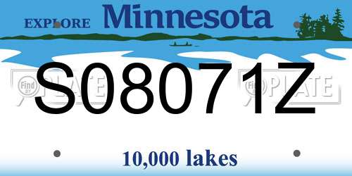 S08071Z Minnesota License Plate