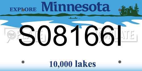 S08166I Minnesota License Plate