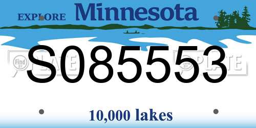 S085553 Minnesota License Plate
