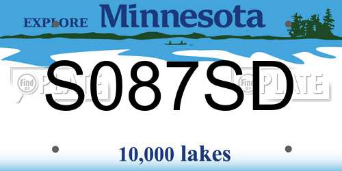 S087SD Minnesota License Plate