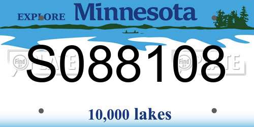 S088108 Minnesota License Plate