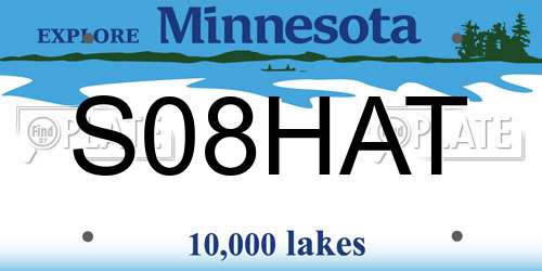 S08HAT Minnesota License Plate