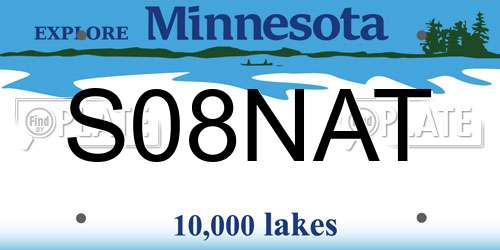 S08NAT Minnesota License Plate