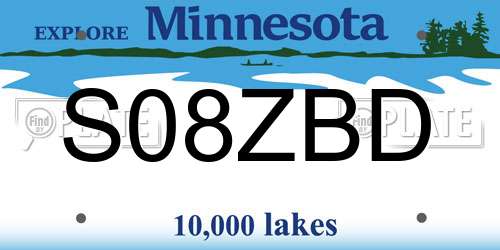 S08ZBD Minnesota License Plate