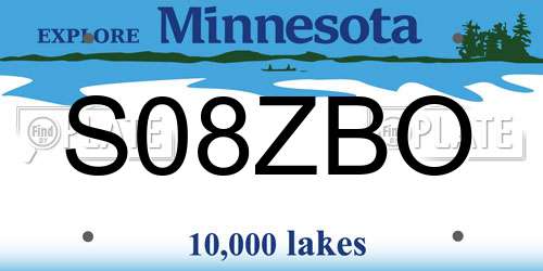 S08ZBO Minnesota License Plate