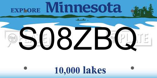 S08ZBQ Minnesota License Plate