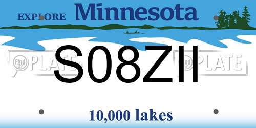 S08ZII Minnesota License Plate