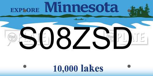 S08ZSD Minnesota License Plate