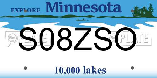 S08ZSO Minnesota License Plate