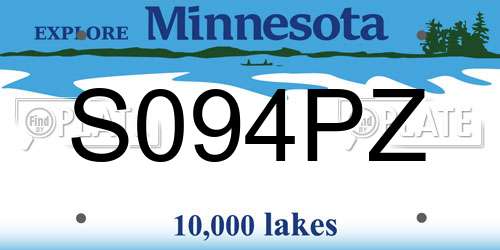 S094PZ Minnesota License Plate