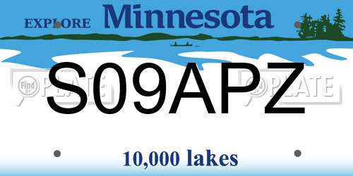 S09APZ Minnesota License Plate