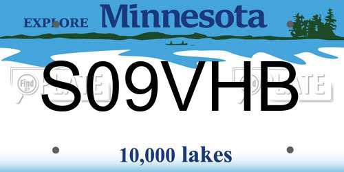 S09VHB Minnesota License Plate