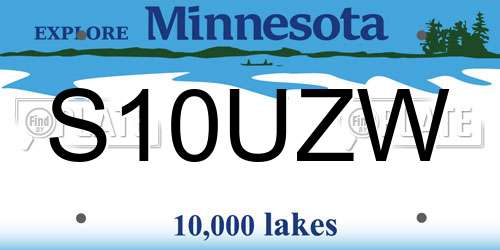 S10UZW Minnesota License Plate