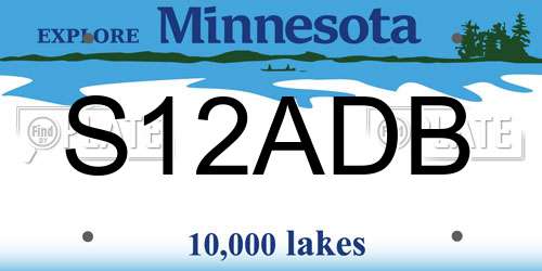 S12ADB Minnesota License Plate