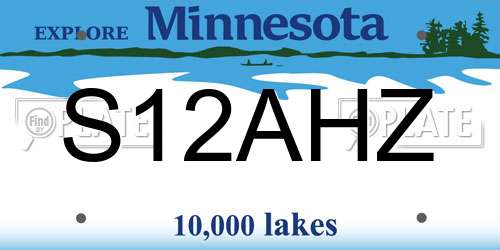 S12AHZ Minnesota License Plate