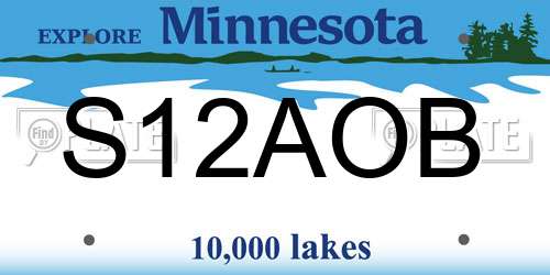 S12AOB Minnesota License Plate
