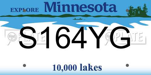 S164YG Minnesota License Plate