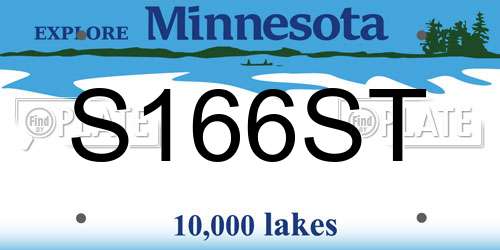S166ST Minnesota License Plate