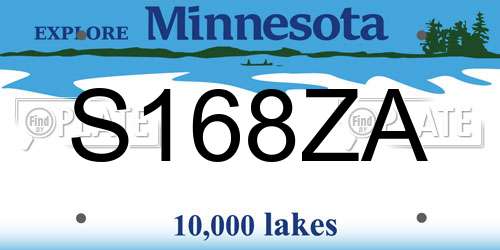 S168ZA Minnesota License Plate