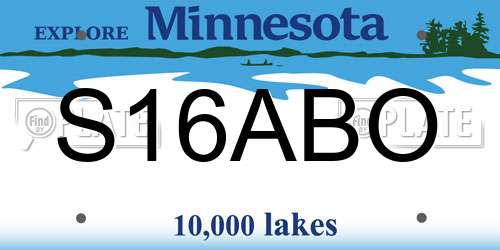 S16ABO Minnesota License Plate