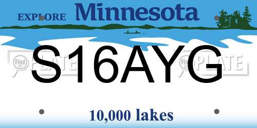 S16AYG Minnesota License Plate