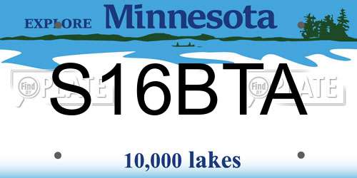 S16BTA Minnesota License Plate